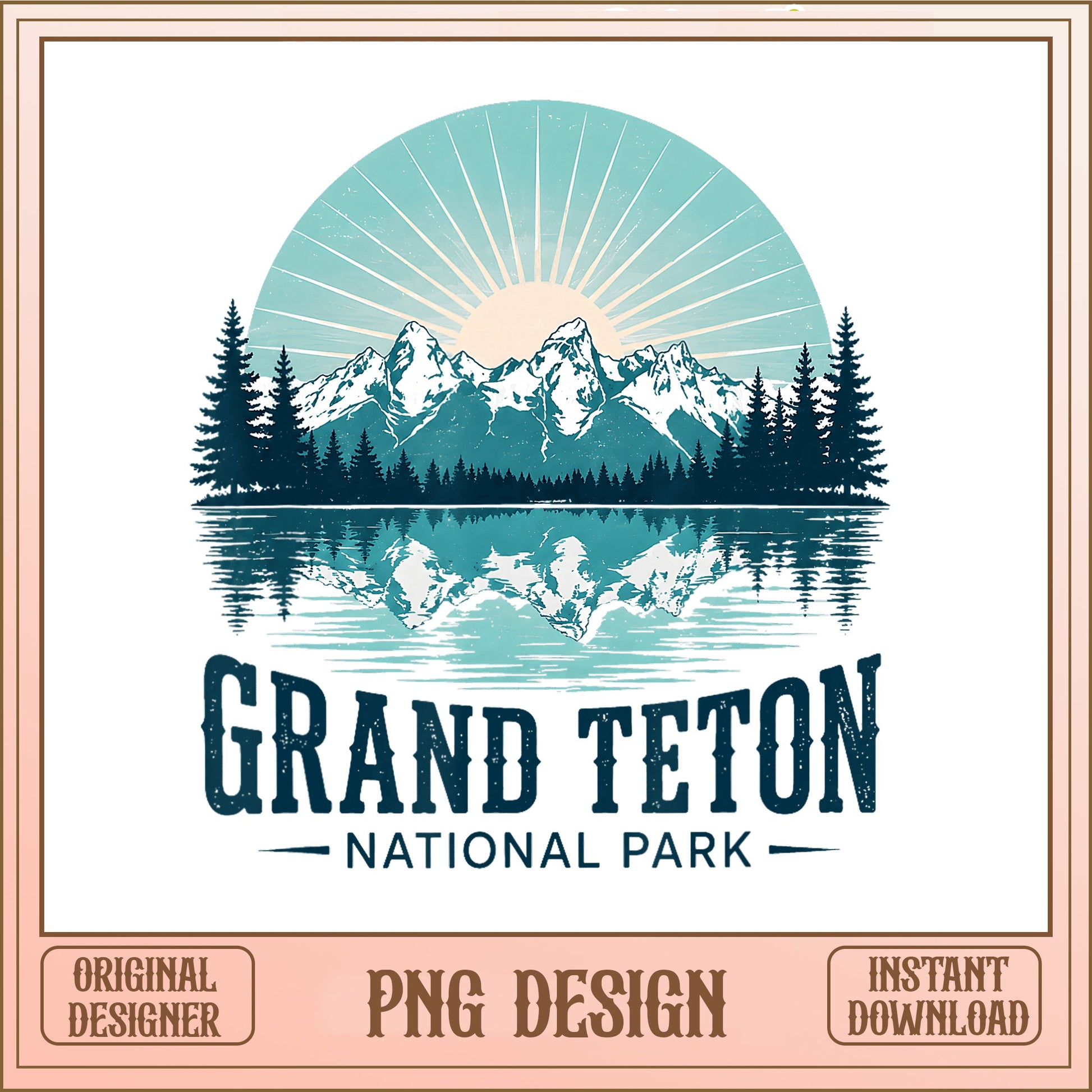 Grand Teton National Park PNG, Mountain Vintage Sublimation, Camping PNG
