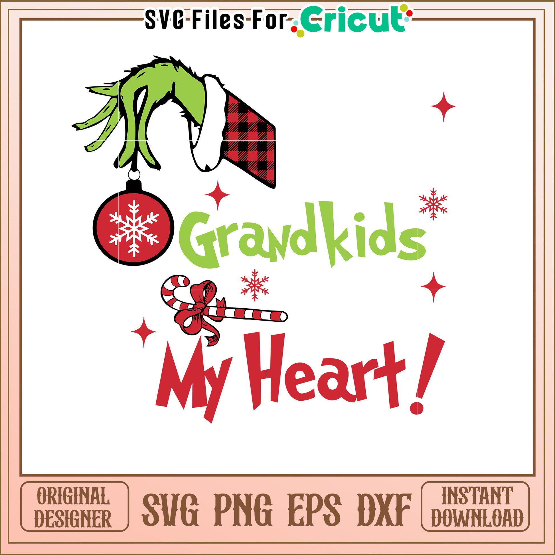 Grandkids My Heart Grinch Christmas SVG