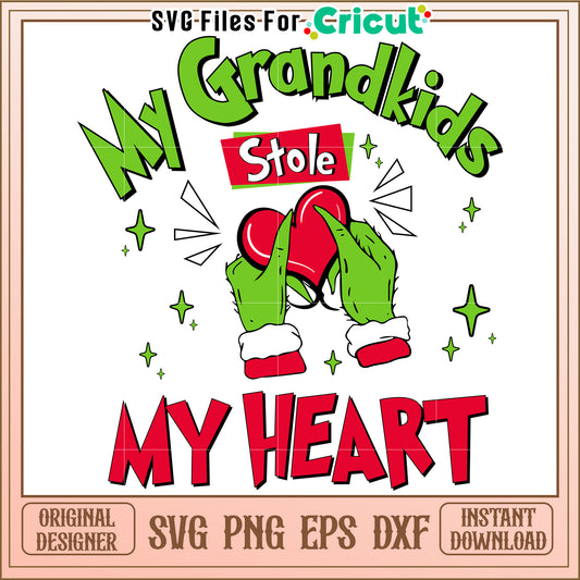 Grandkids Stole My Heart SVG Design