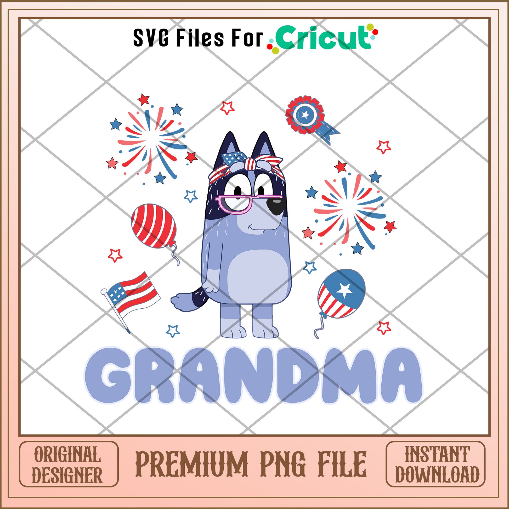 Grandma 4th of July cartoon png