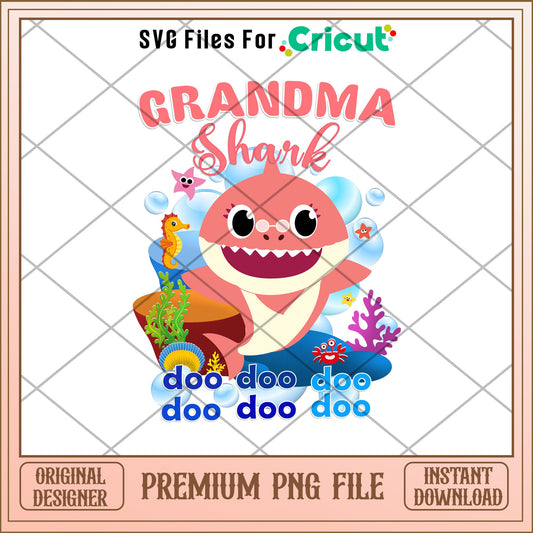 Grandma Baby Shark Png,  Baby Shark characters png, digital download