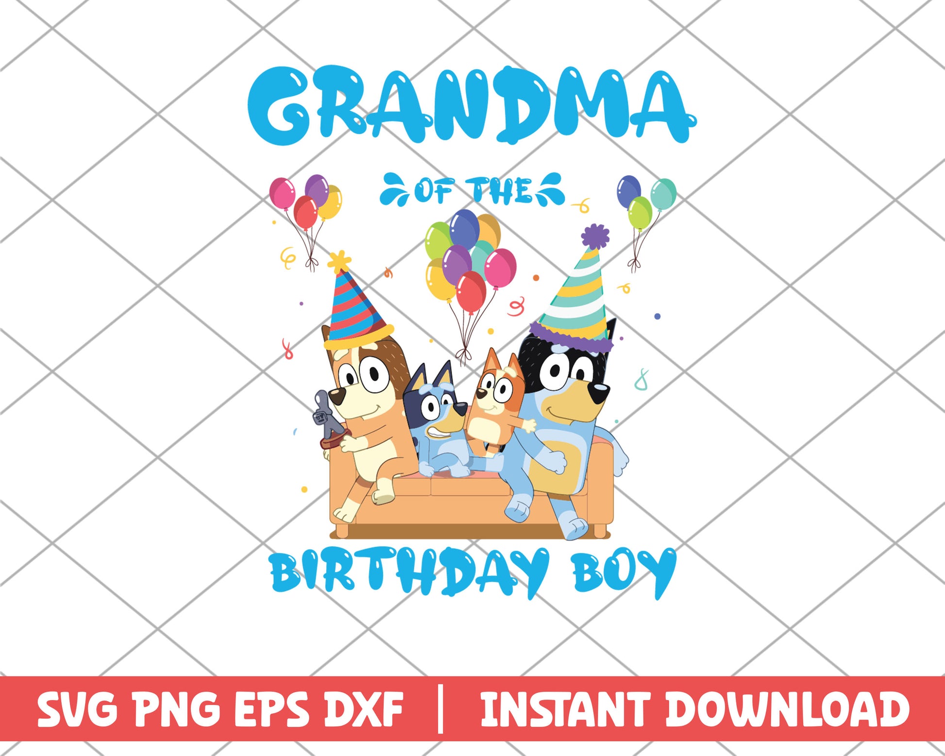 Grandma of the birthday boy cartoon svg 