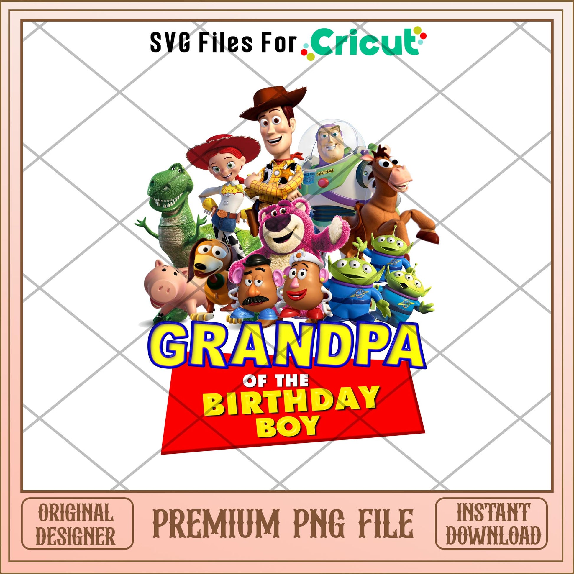 Grandpa of the birthday boy png, Toy Story Characters png, Digital Download