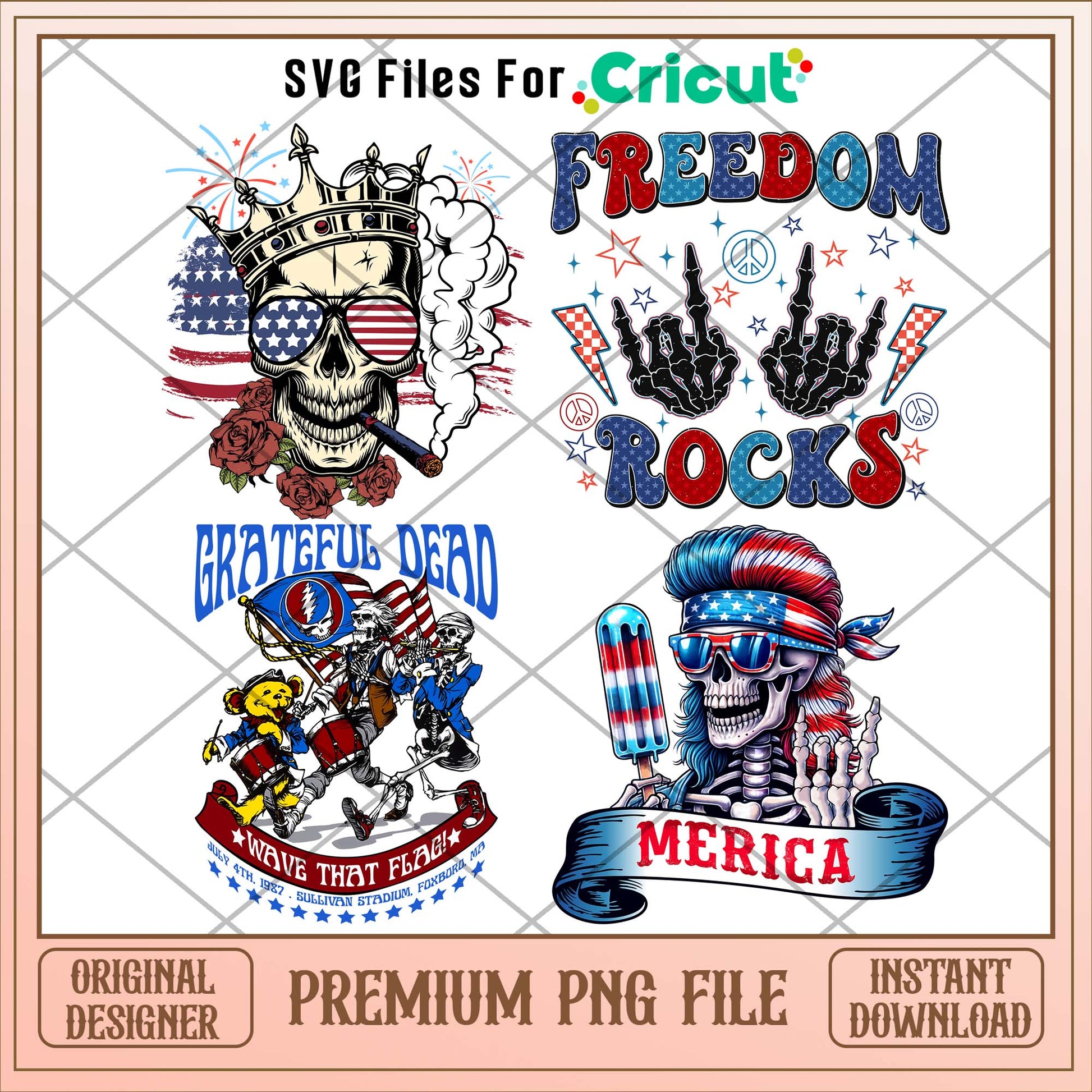 Grateful dead 4th of july png bundle, USA day png - Svgfileforcricut