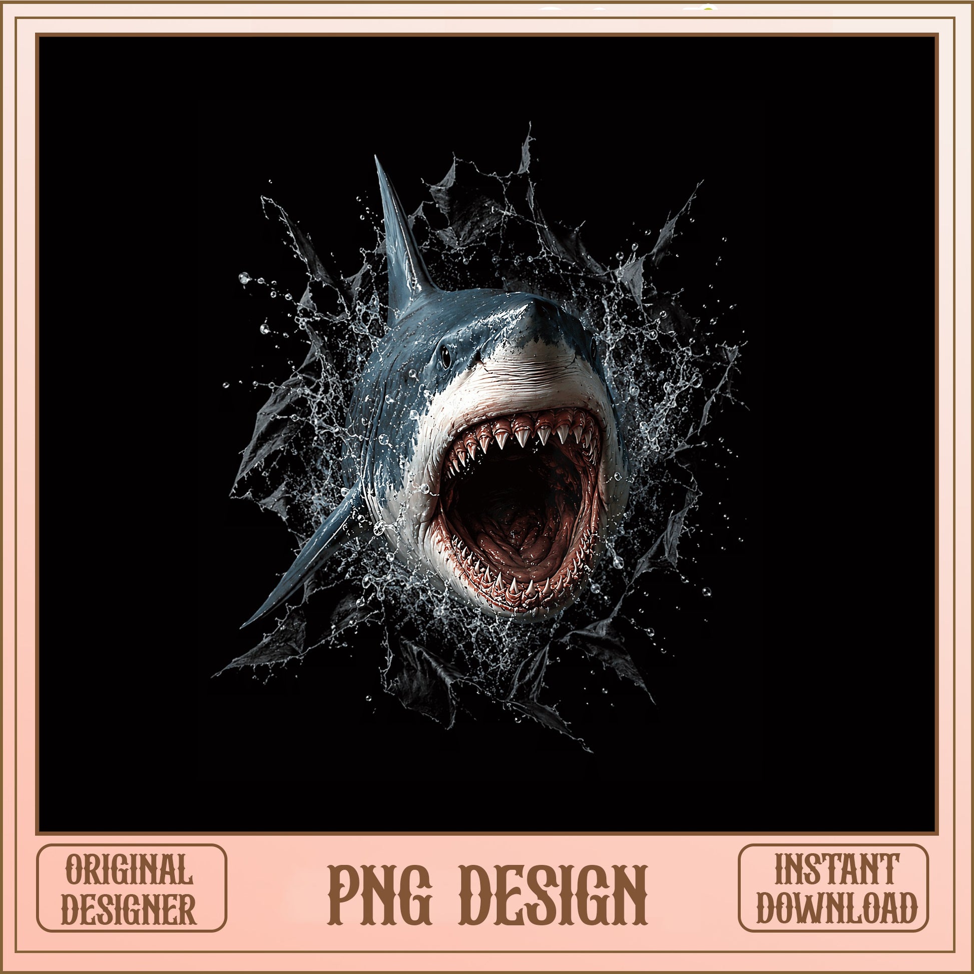 Great White Shark Breaking Through Water PNG, Shark PNG, Ocean PNG