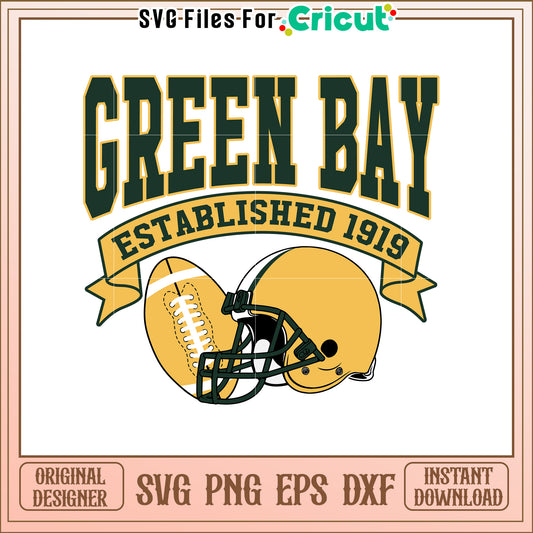 Green Bay Football SVG Design Established 1919