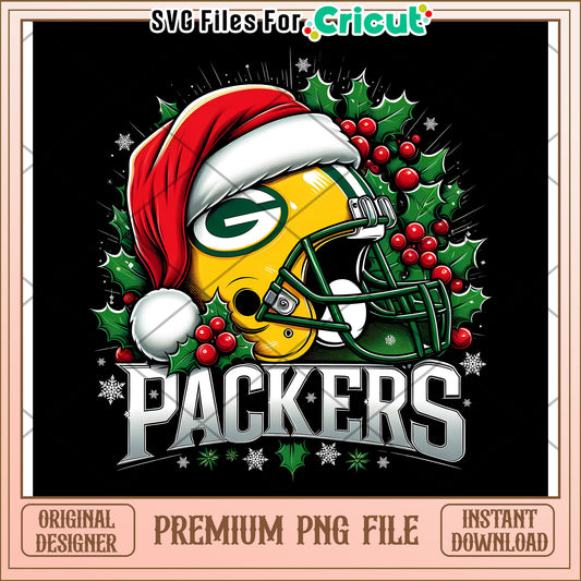 Green Bay Packers Christmas PNG design, perfect for festive crafts