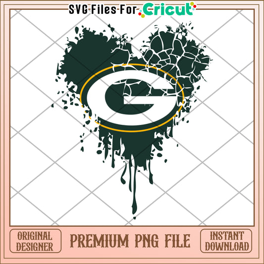 Green Bay Packers Heart Design, premium PNG file for crafting