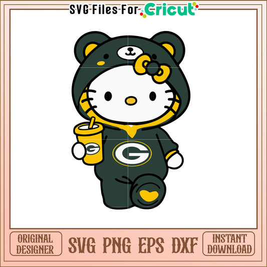 Green Bay Packers Hello Kitty SVG