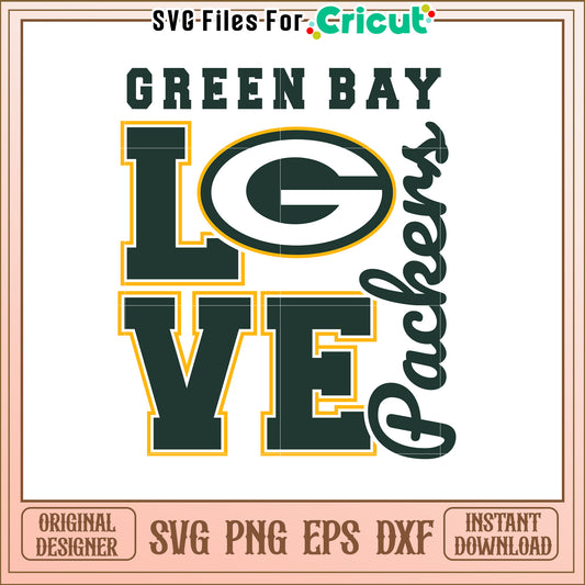 Green Bay Packers Love SVG Design