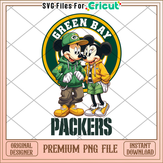 Green Bay Packers Mickey and Minnie PNG File for Instant Download