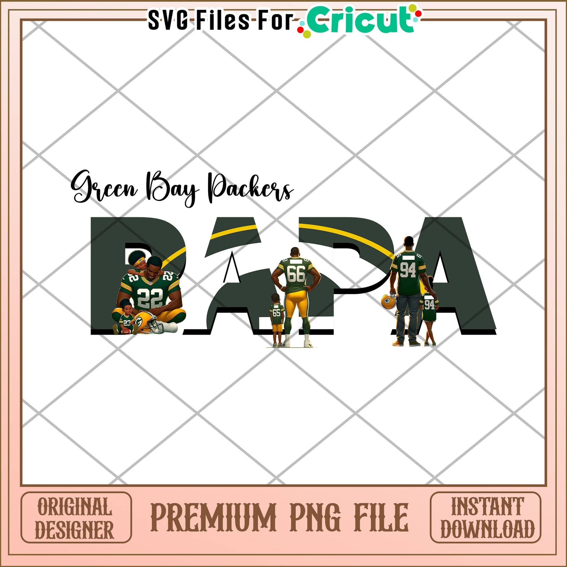 Green Bay Packers Papa design for Cricut, perfect for fans and gifts
