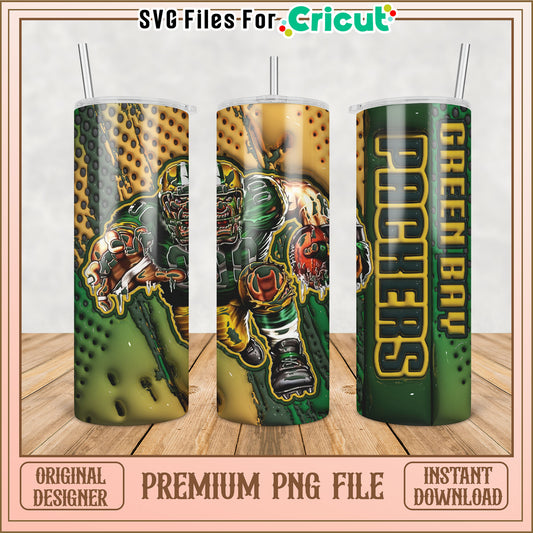 Green Bay Packers Tumbler Design PNG for Cricut Crafts Download