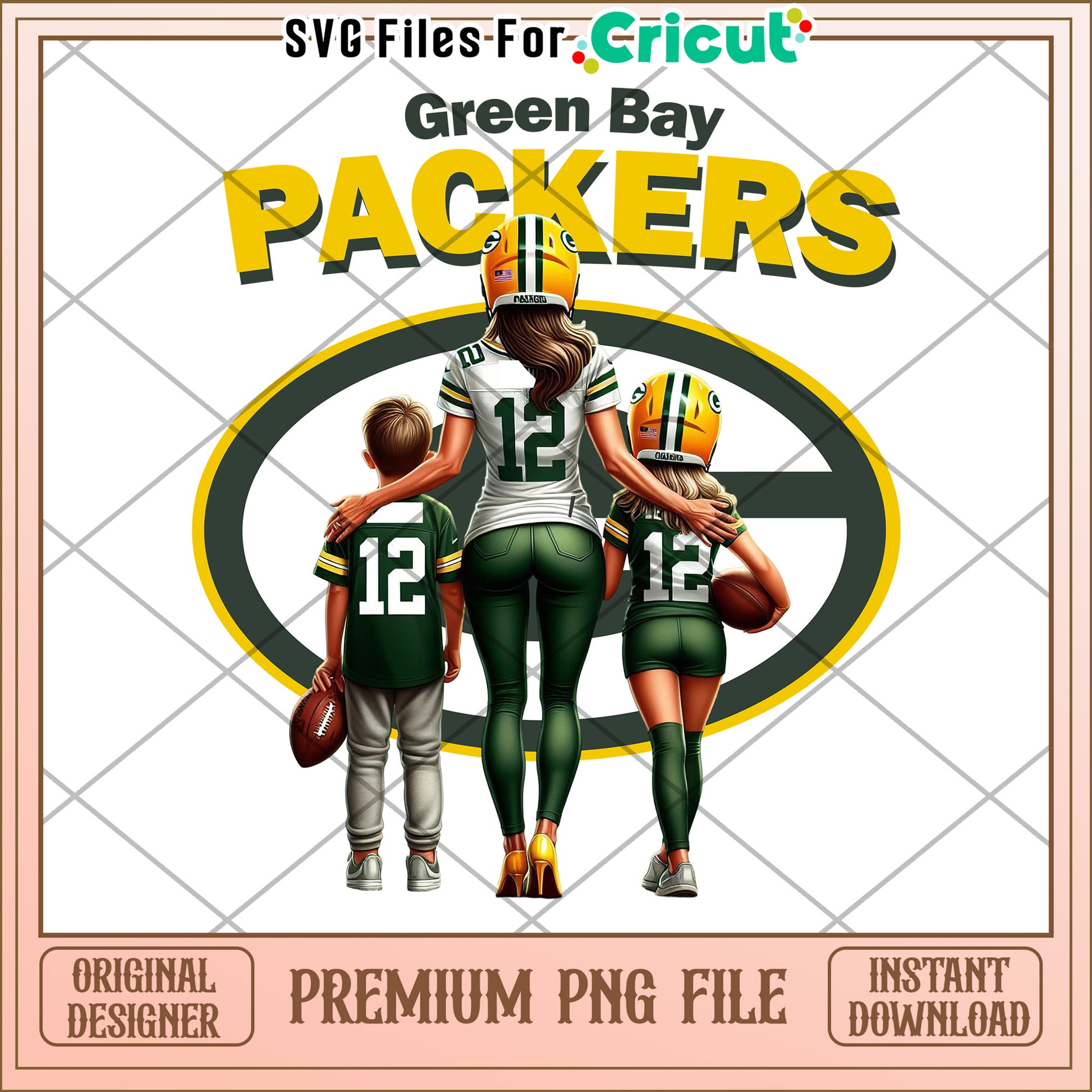 Green Bay Packers family design for fans, perfect for crafting projects