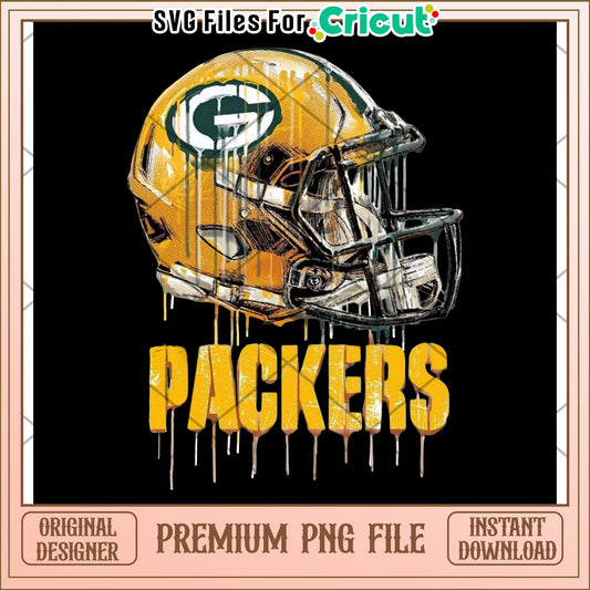 Green Bay Packers football helmet design, premium PNG for Cricut