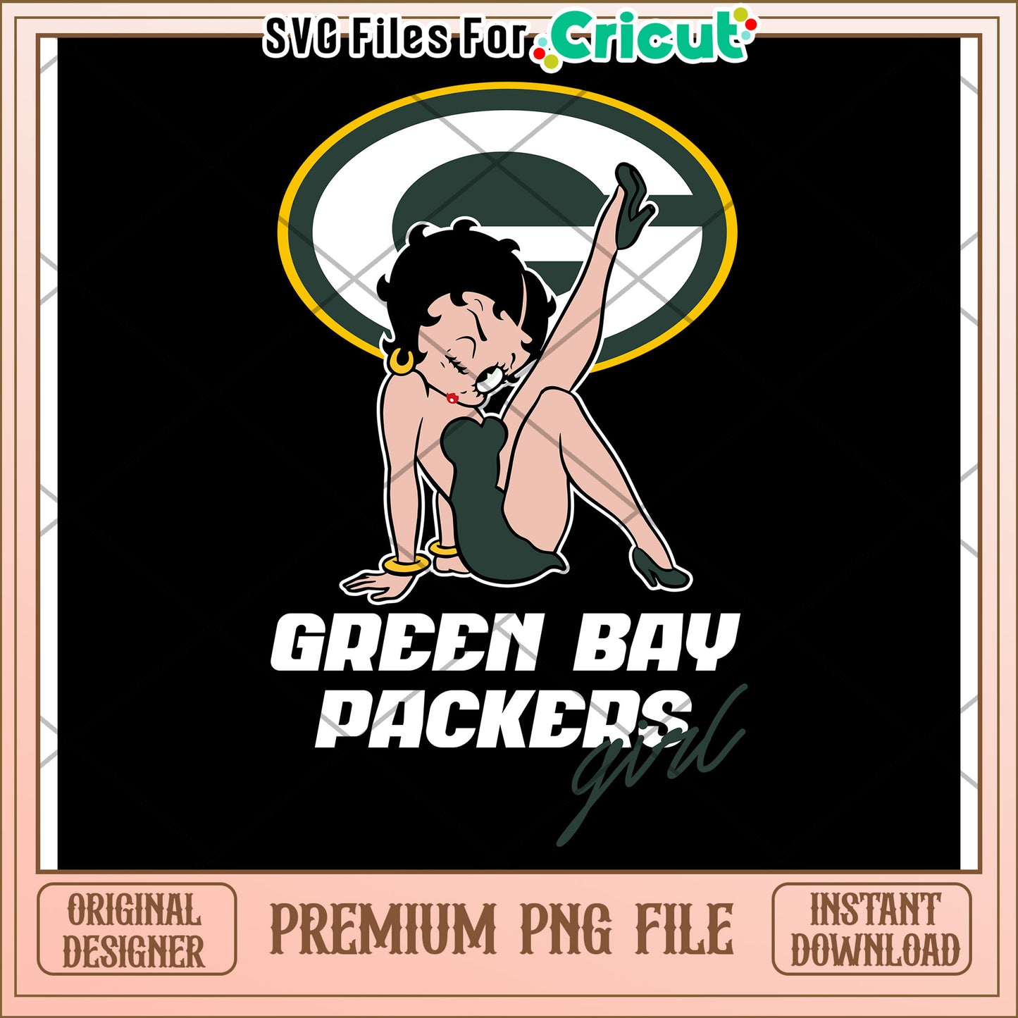 Green Bay Packers girl PNG file, perfect for crafting projects