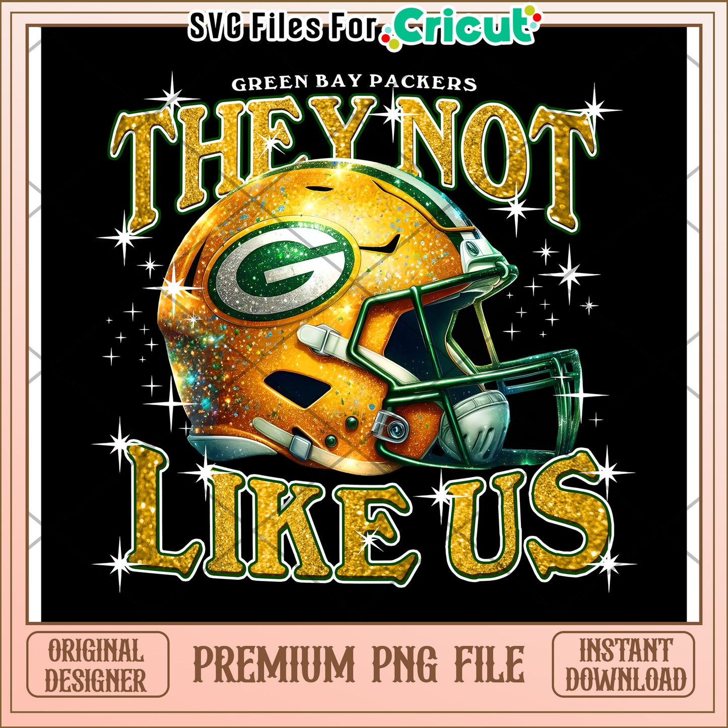 Green Bay Packers helmet design, premium PNG file for Cricut