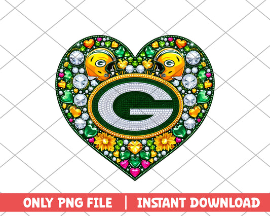 Green Bay Packers in heart png, Green Bay Packers png