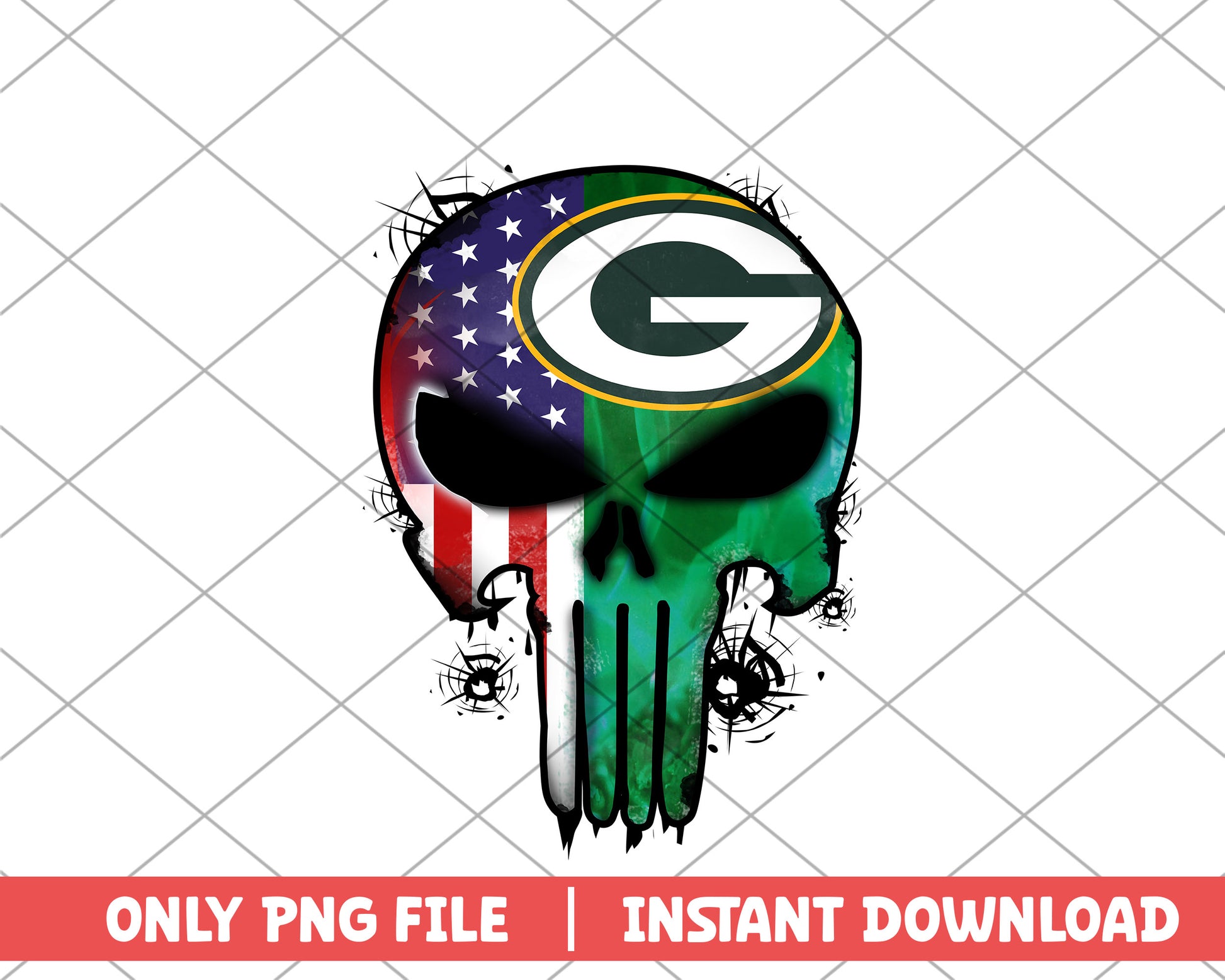 Green Bay Packers punisher png, Green Bay Packers png