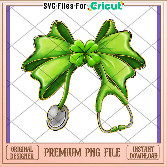 Green Bow Stethoscope PNG Design