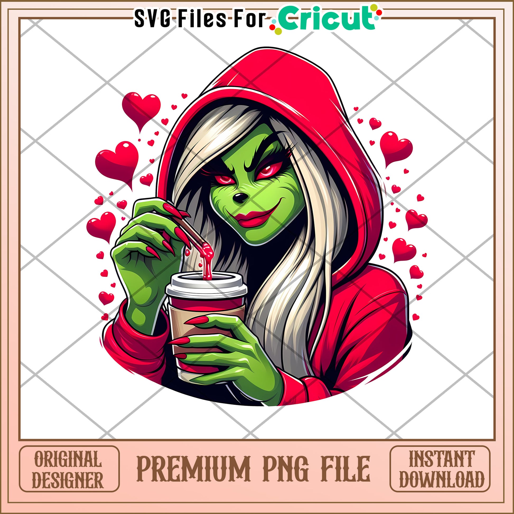 Green Girl Coffee PNG Sublimation