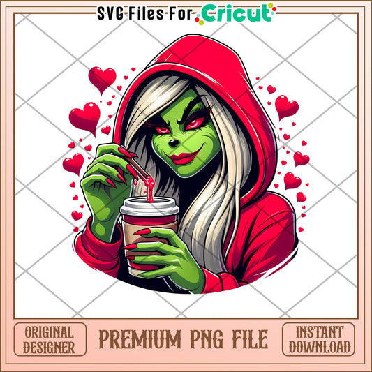 Green Girl Coffee PNG Sublimation