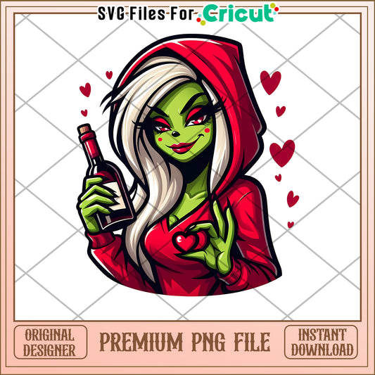 Green Girl Wine PNG Instant Download