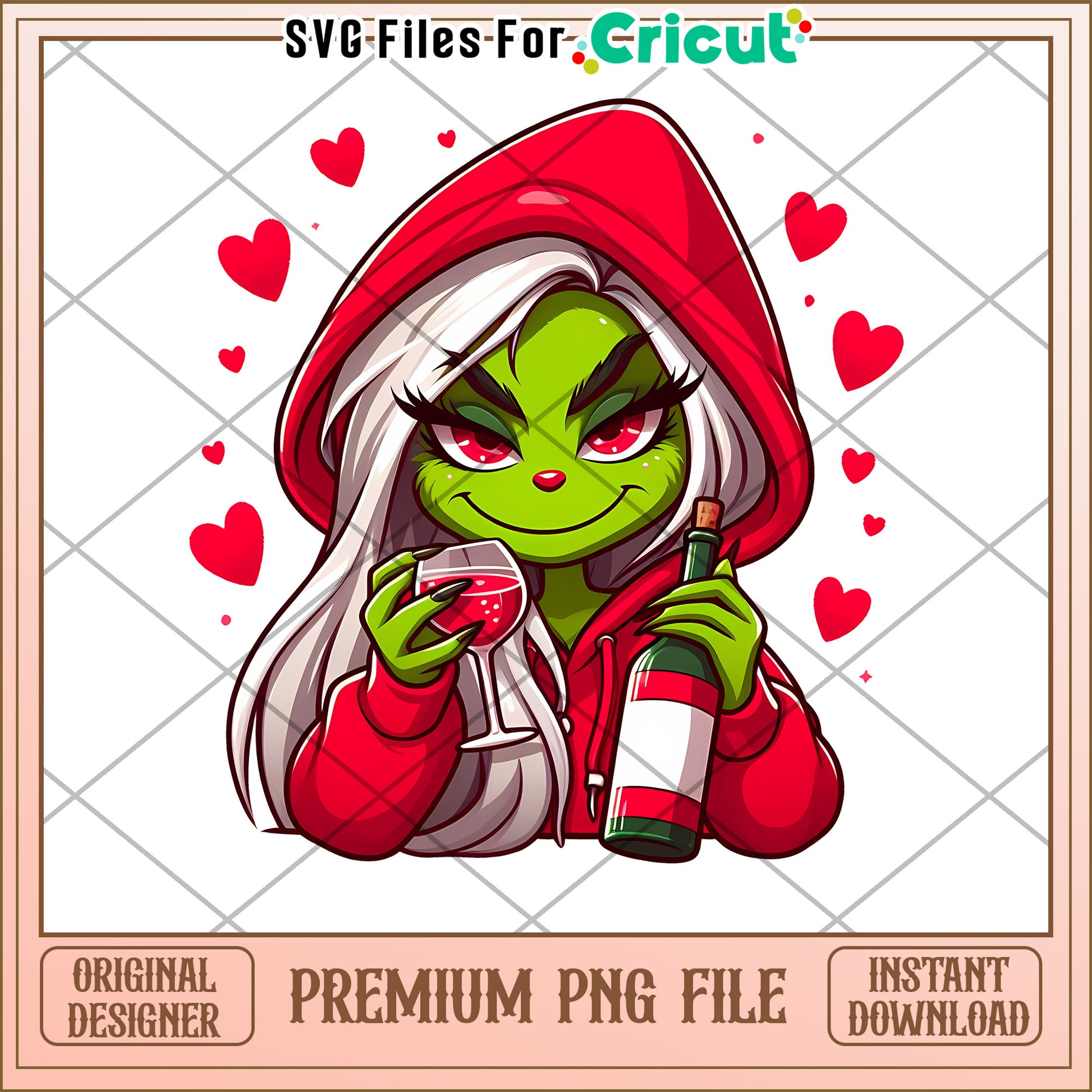 Green Girl Wine PNG, Red Hoodie, Cricut