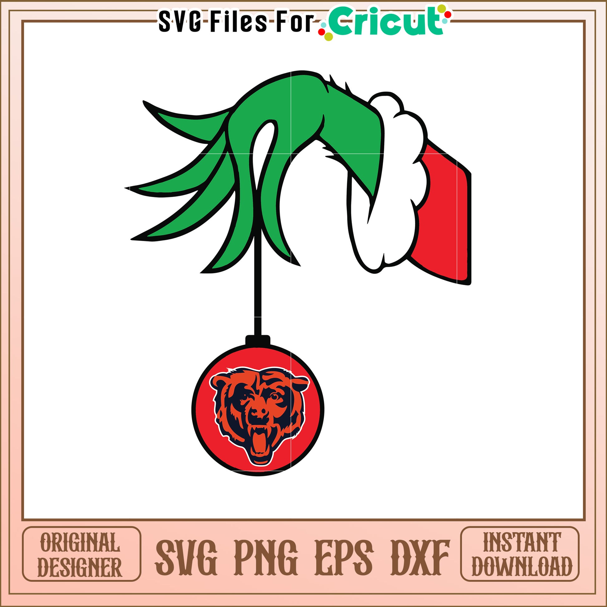 Green Hand with Bear Logo SVG Design for Crafts