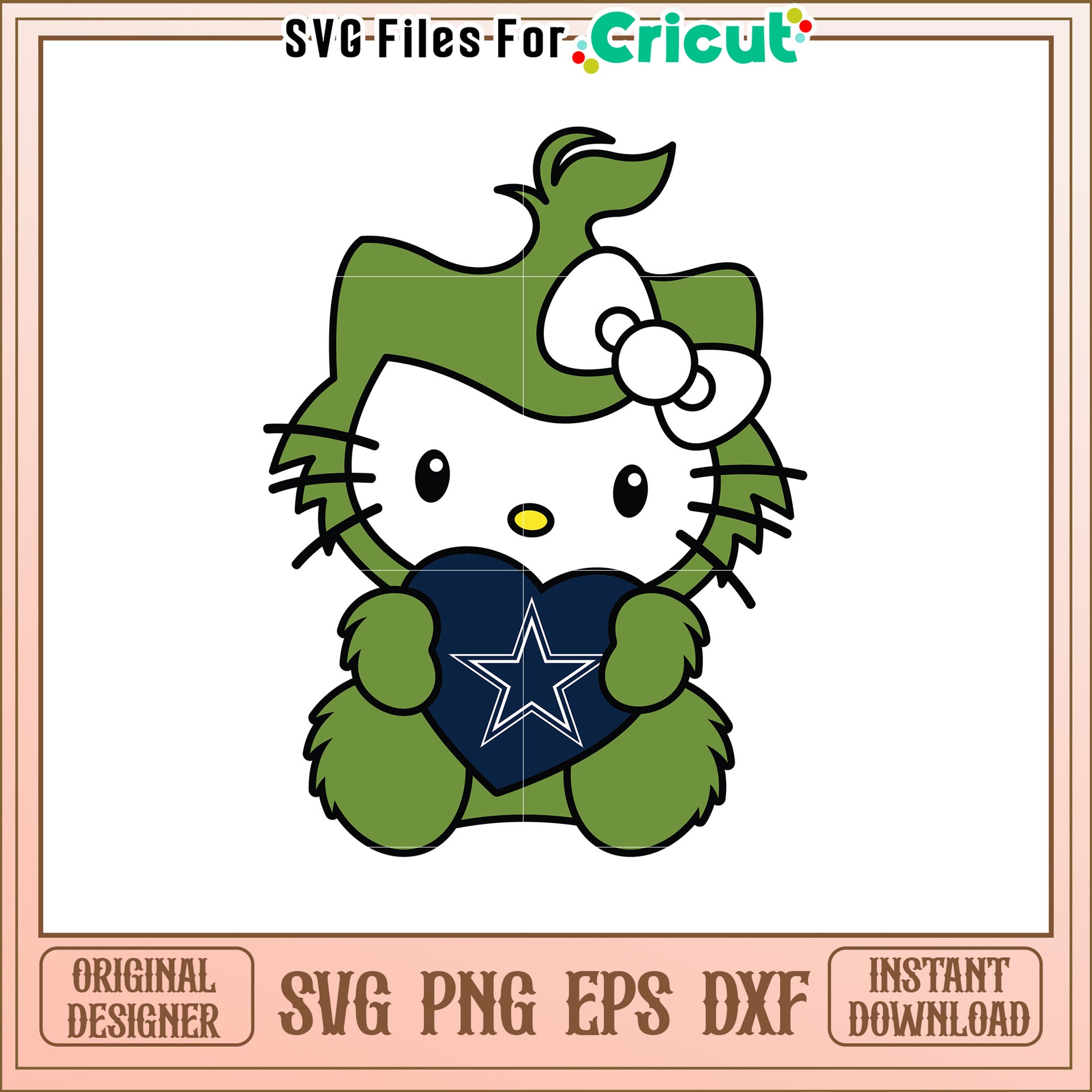 Green Hello Kitty Dallas Cowboys SVG