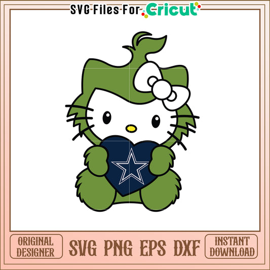 Green Hello Kitty Dallas Cowboys SVG