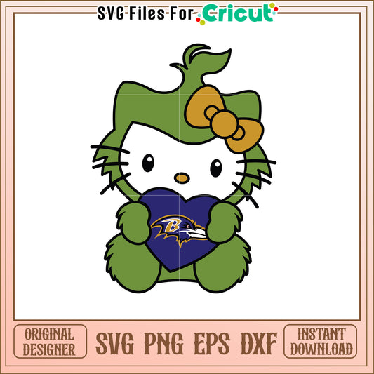 Green Hello Kitty Ravens SVG