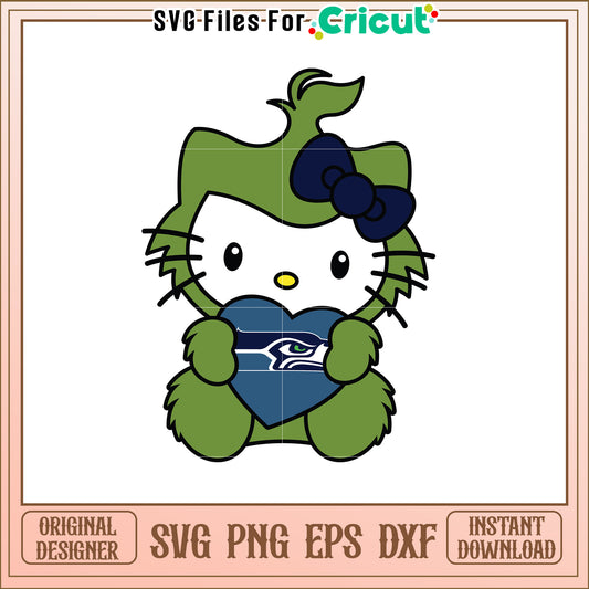 Green Hello Kitty Seahawks SVG