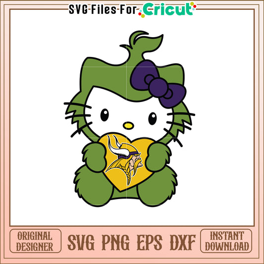 Green Hello Kitty Vikings SVG Design