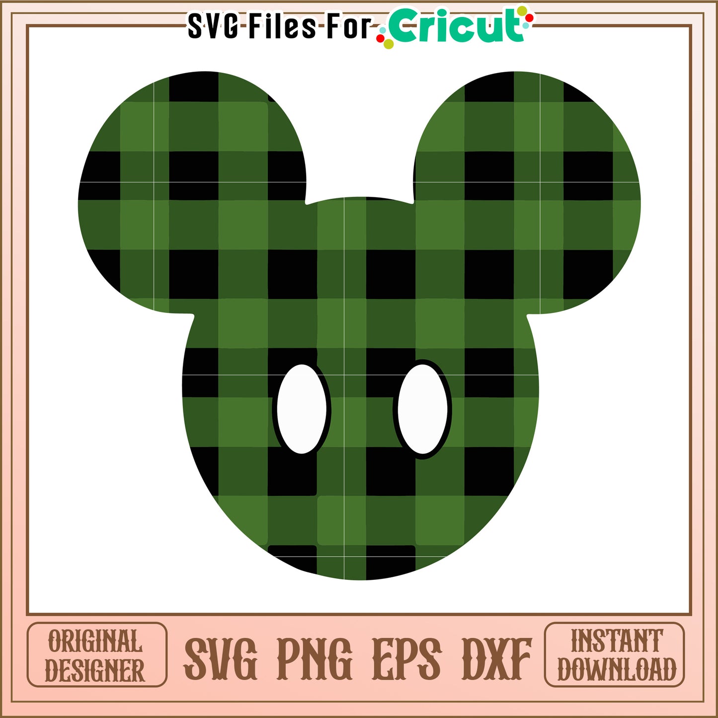 Green Plaid Mickey Mouse SVG PNG EPS DXF