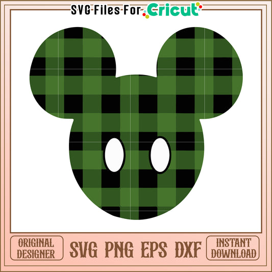 Green Plaid Mickey Mouse SVG PNG EPS DXF