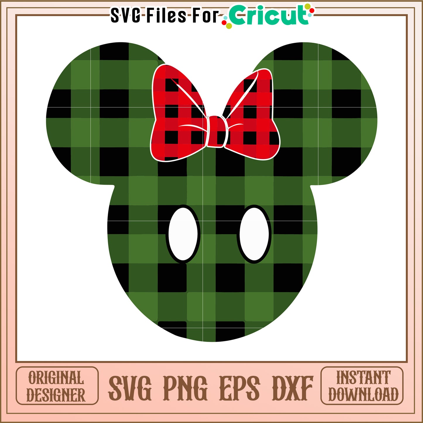 Green Plaid Minnie Mouse SVG PNG EPS DXF