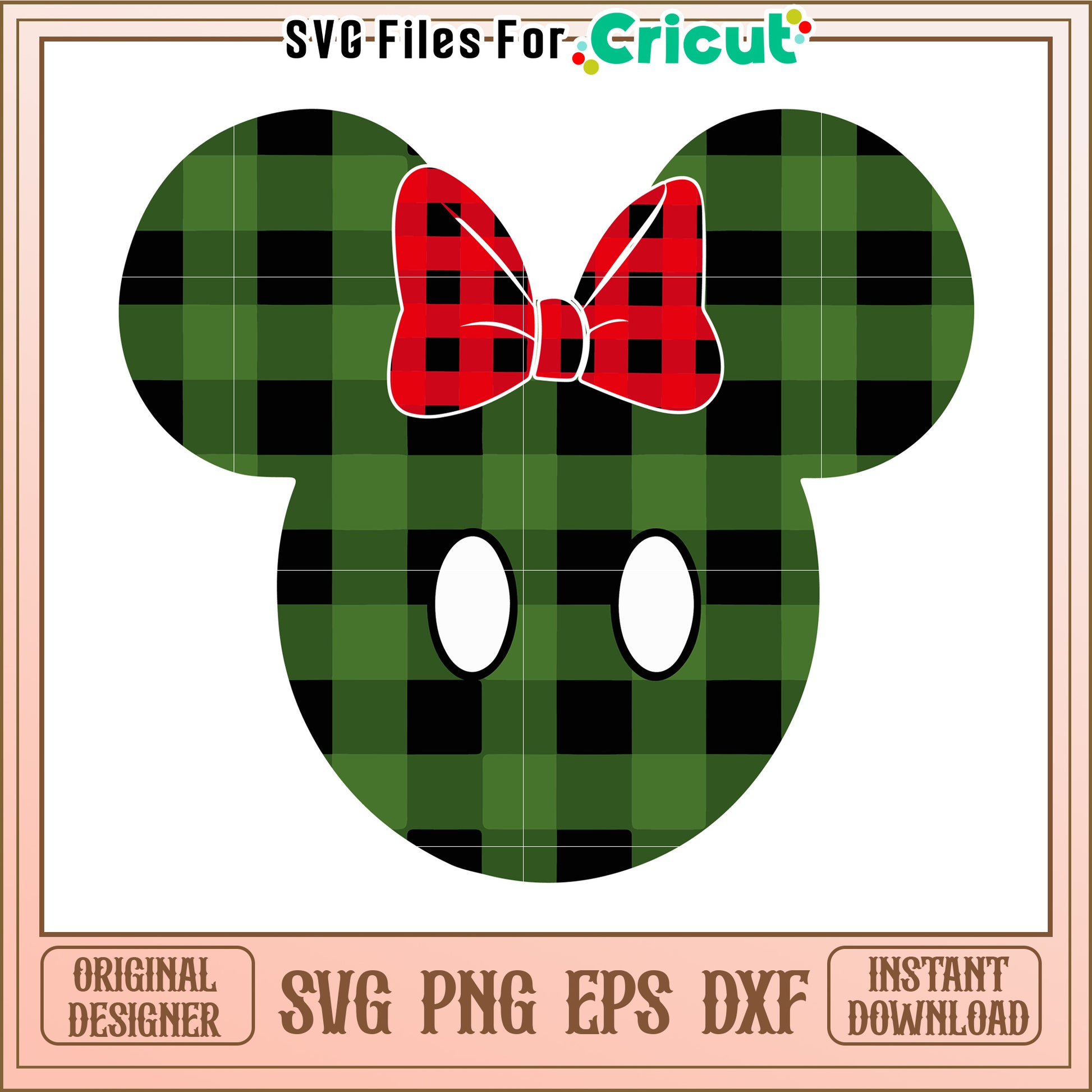 Green Plaid Minnie Mouse SVG PNG EPS DXF