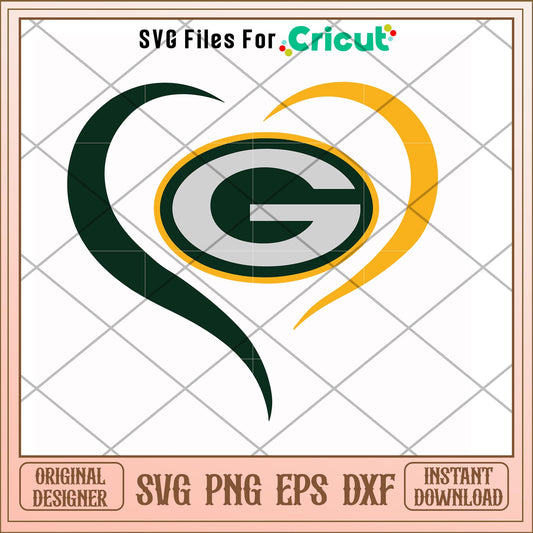 Green Bay Packers logo heart shape svg, heart svg, new nfl svg