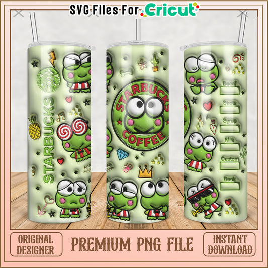 Green frog tumbler png, cute characters png, kuromi hello kitty​ png