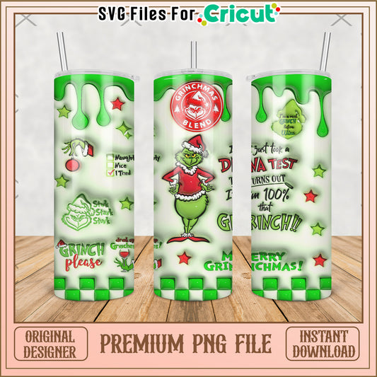 Green gricnh funny design tumbler png, grinch live action​​ png, christmas movies​ png