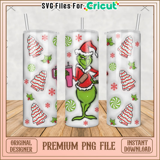 Green grinch illustration tumbler png, grinch live action​​ png, christmas movies​ png
