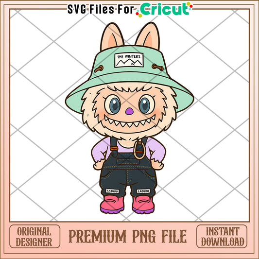 Green hat chrysanthemum png, secret labubu​ png, labubu art​​​ png