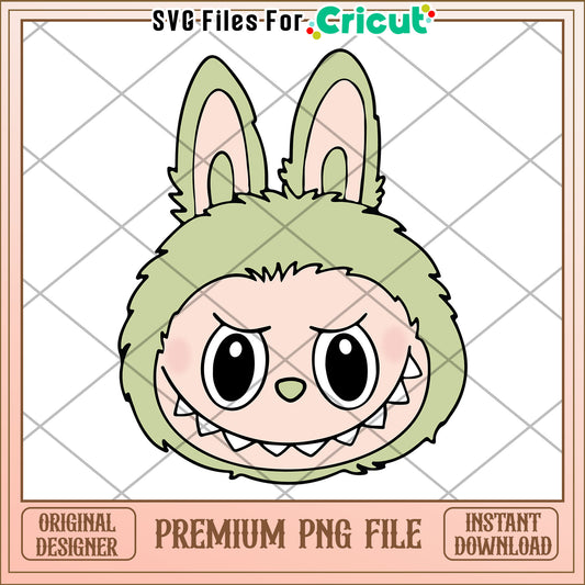 Green labubu head png, labubu png, have a seat labubu​ png