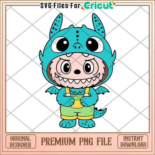 Green labubu toothless costume png, secret labubu​ png, labubu art​​​ png