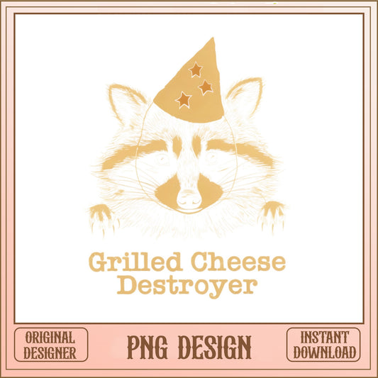 Grilled Cheese Destroyer Raccoon PNG, Funny Raccoon, Cute Animal PNG