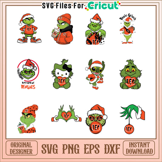 Grinch Bengals SVG Bundle Instant Download