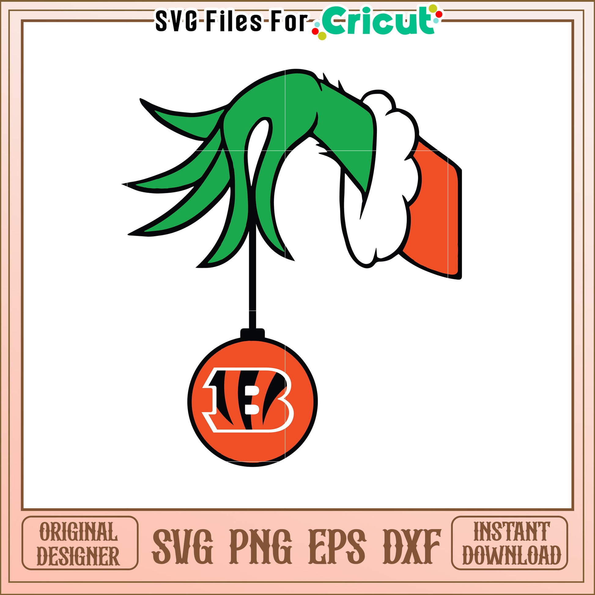 Grinch Bengals SVG Ornament Design