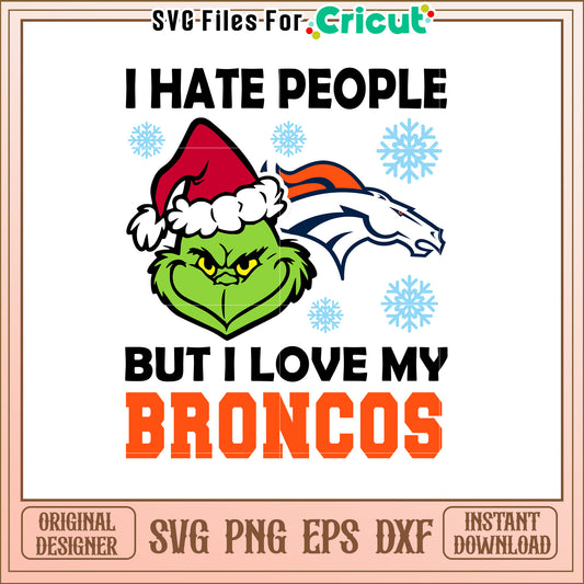 Grinch Broncos Christmas SVG Design