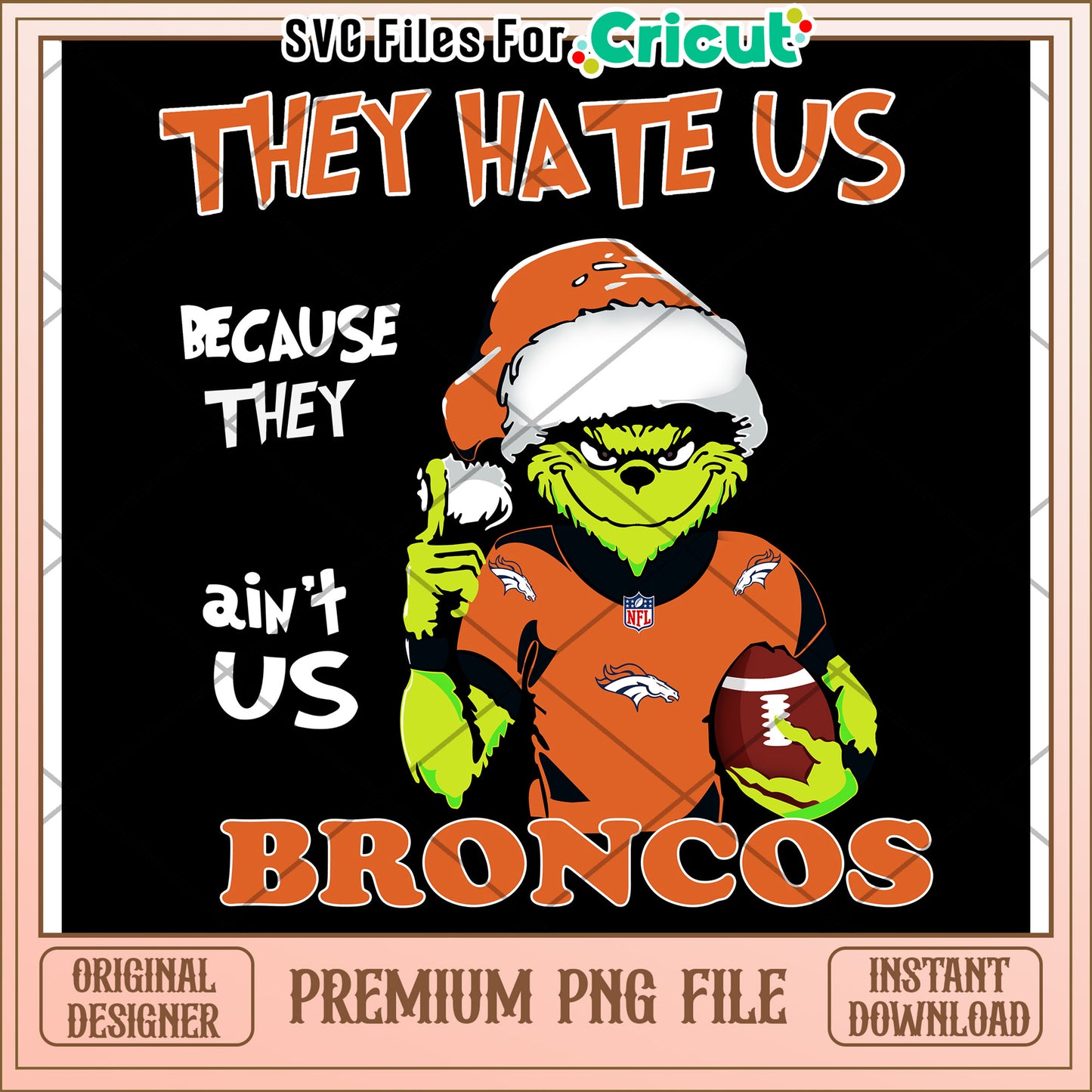 Grinch Broncos Design, Perfect for Holiday Football Fans
